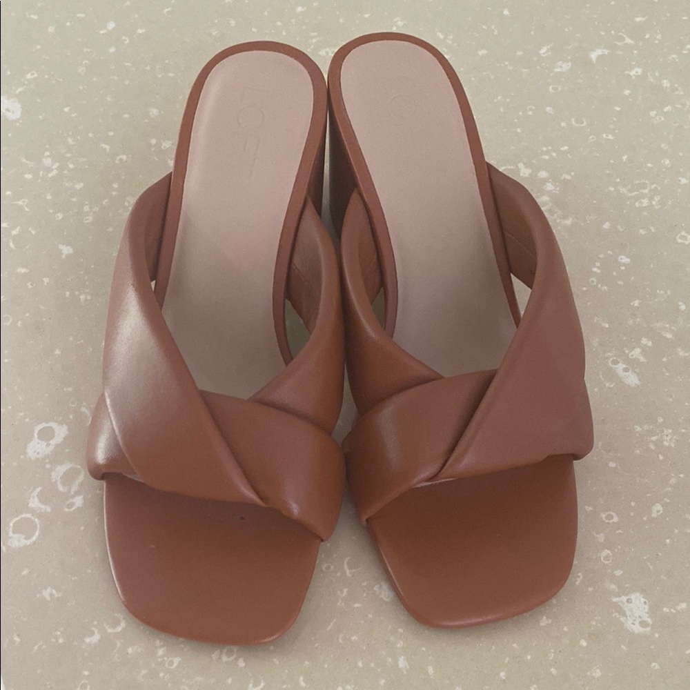 Brown Genuine Leather Slide Sandal